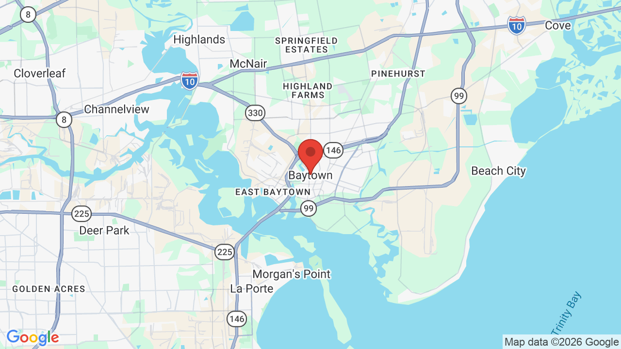 Map of Baytown, TX