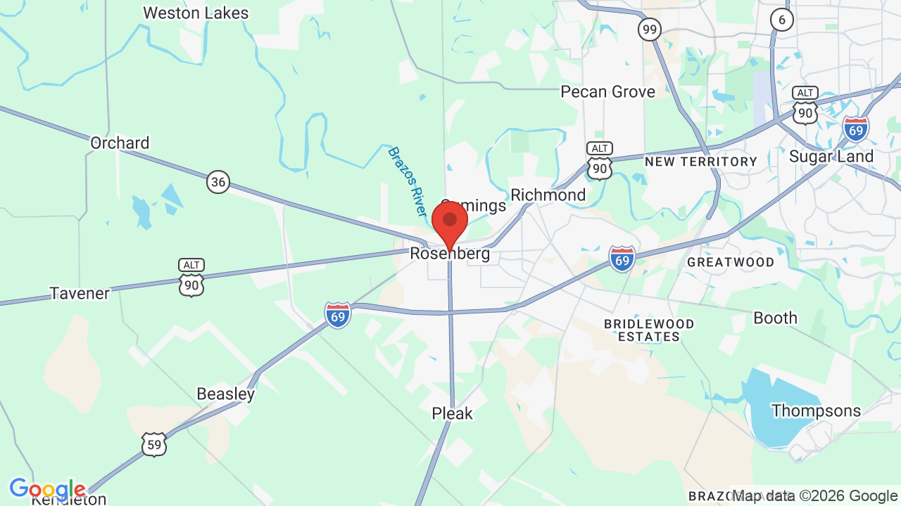 Map of Rosenberg, TX — Xterior Wash Pros service area