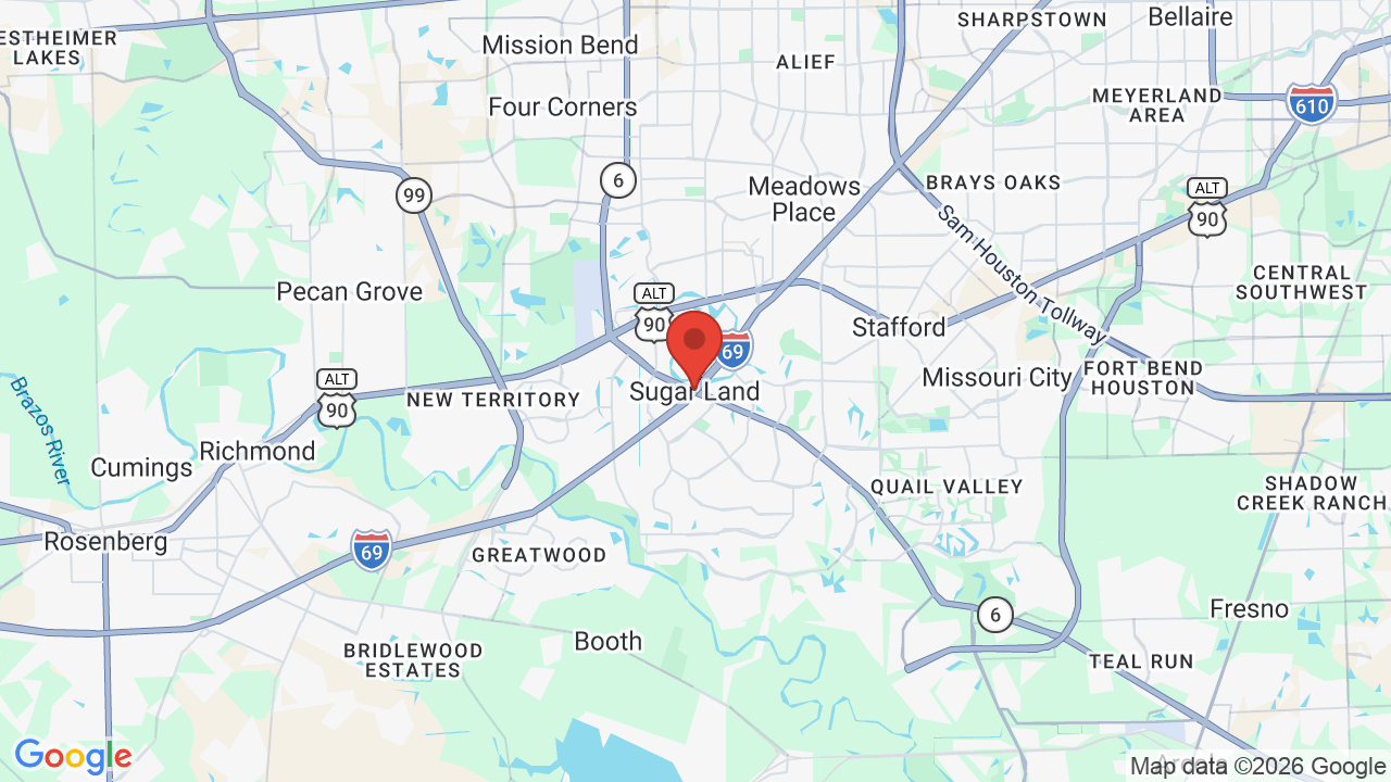Map of Sugar Land, TX